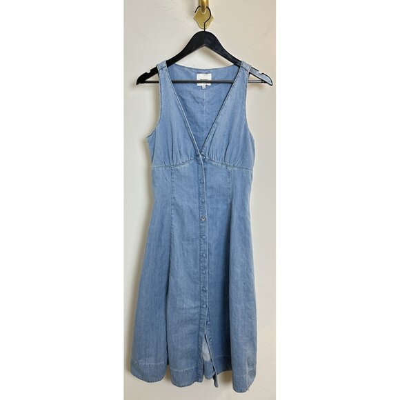 REFORMATION Sebastien Denim Midi Dress in Savannah Size US 8 - Picture 3 of 13